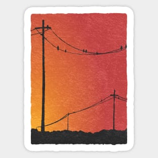 Power Lines Sunset Sticker